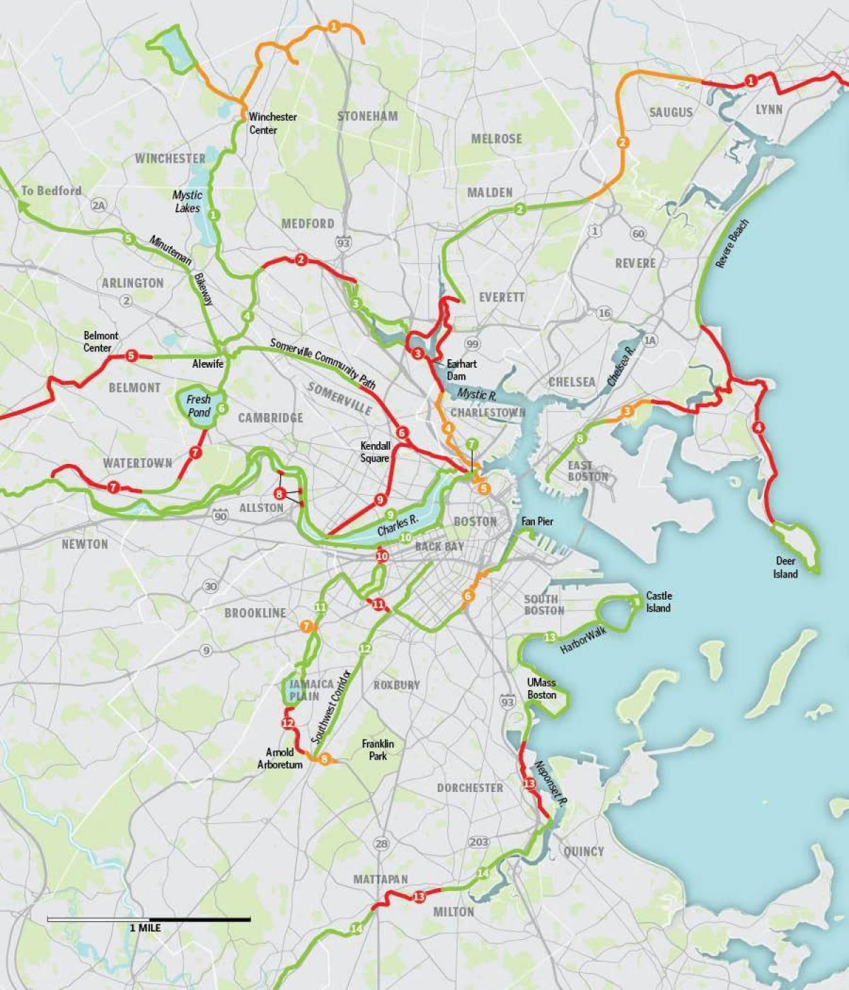karta Bostona bicikl