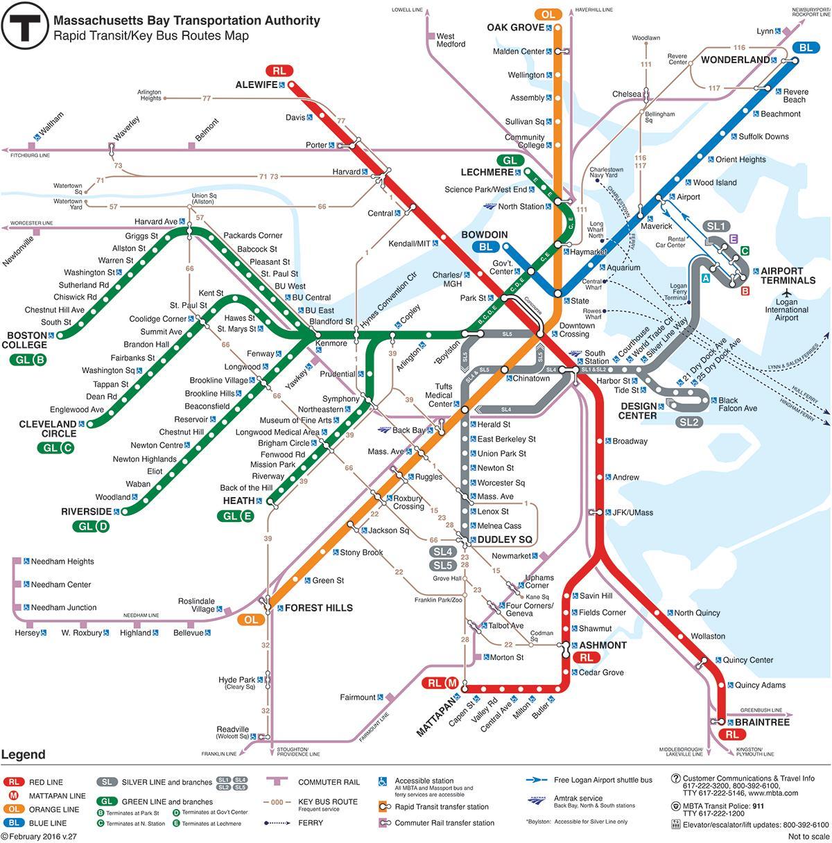 Karta podzemne željeznice mbta crvena linija