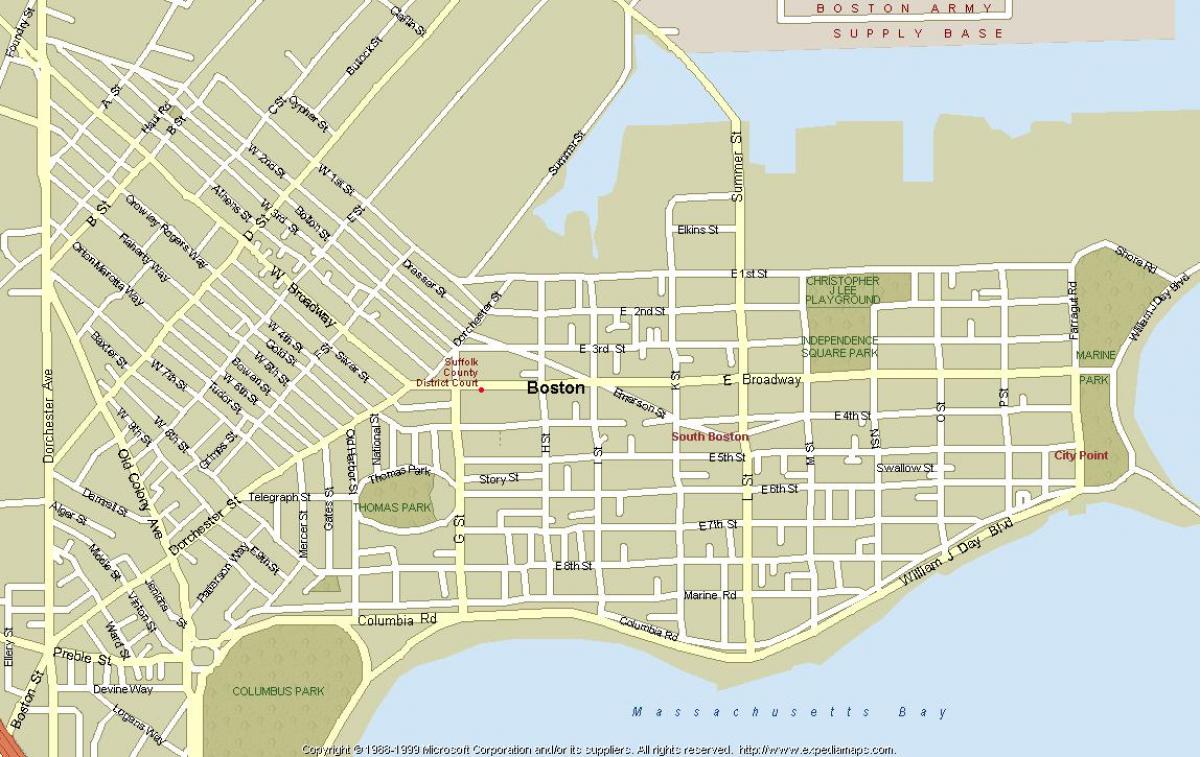 mapa ulica Bostona