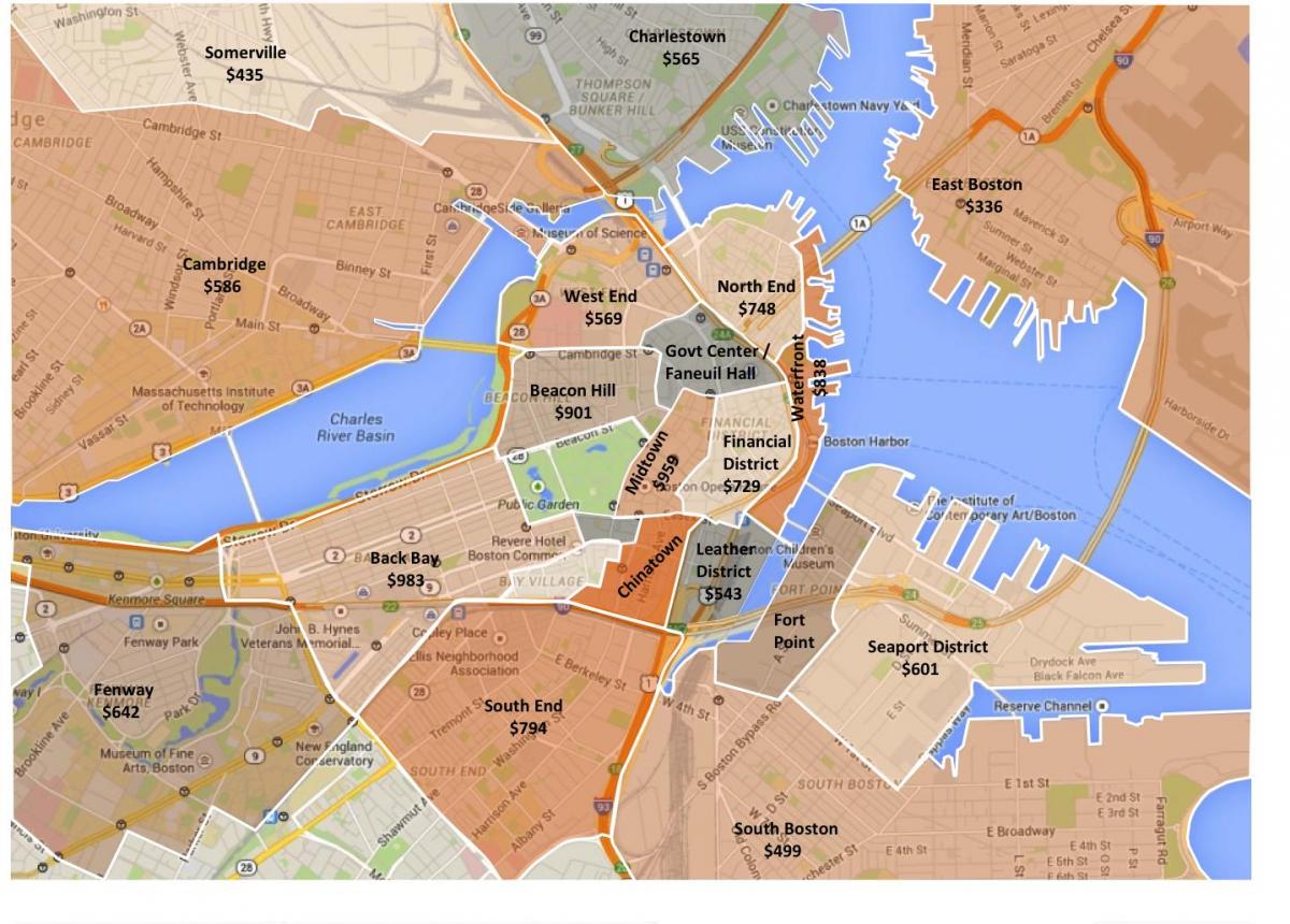 grad Boston prostornog uređenja karti