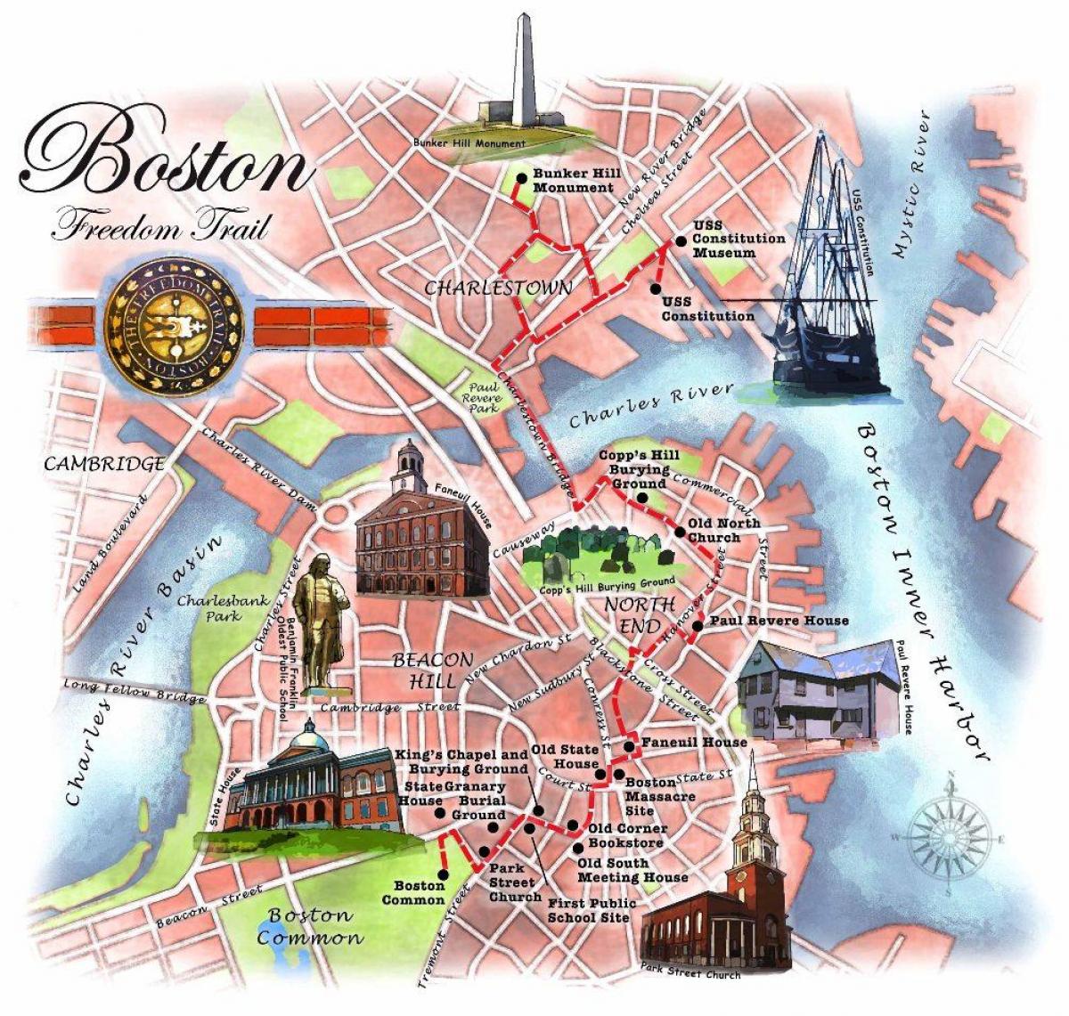 slobode rute na karti Bostona