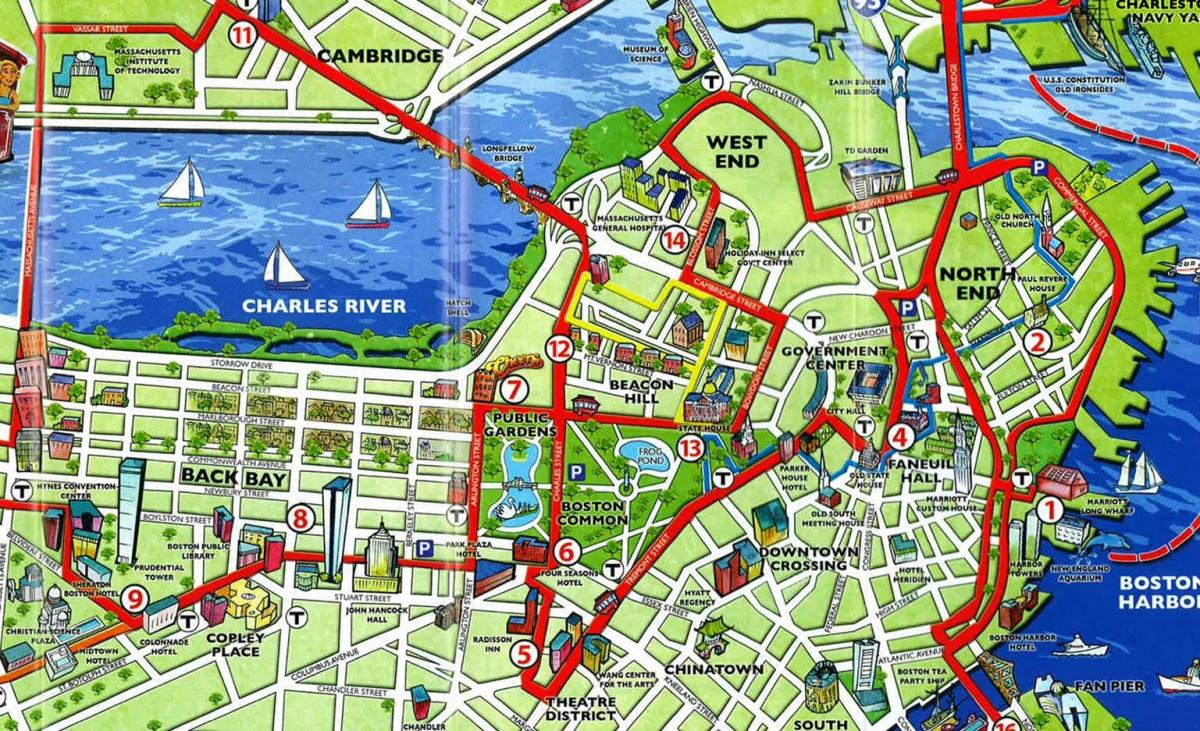 karta atrakcija Bostona