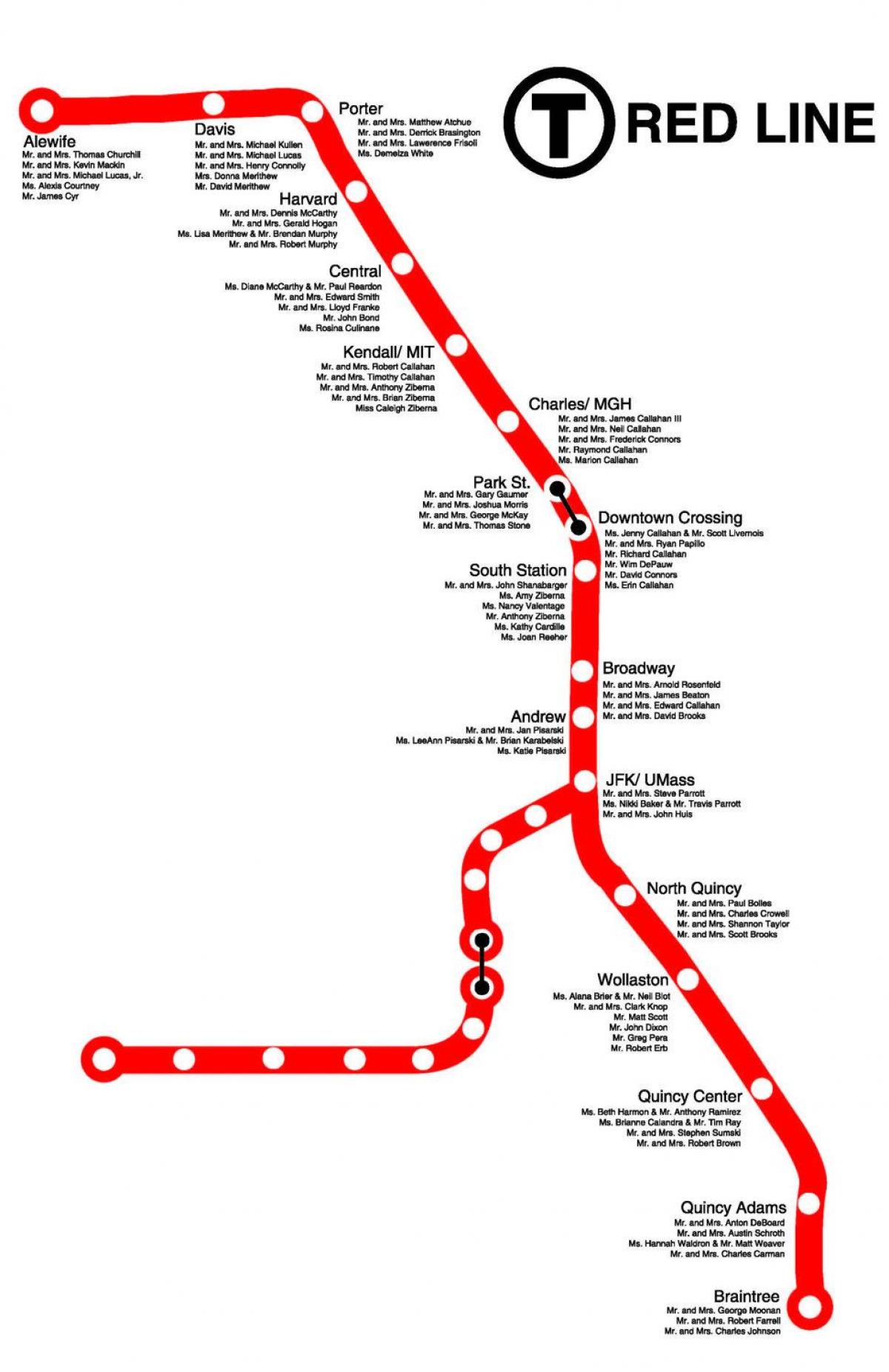 crvena linija Bostona karti