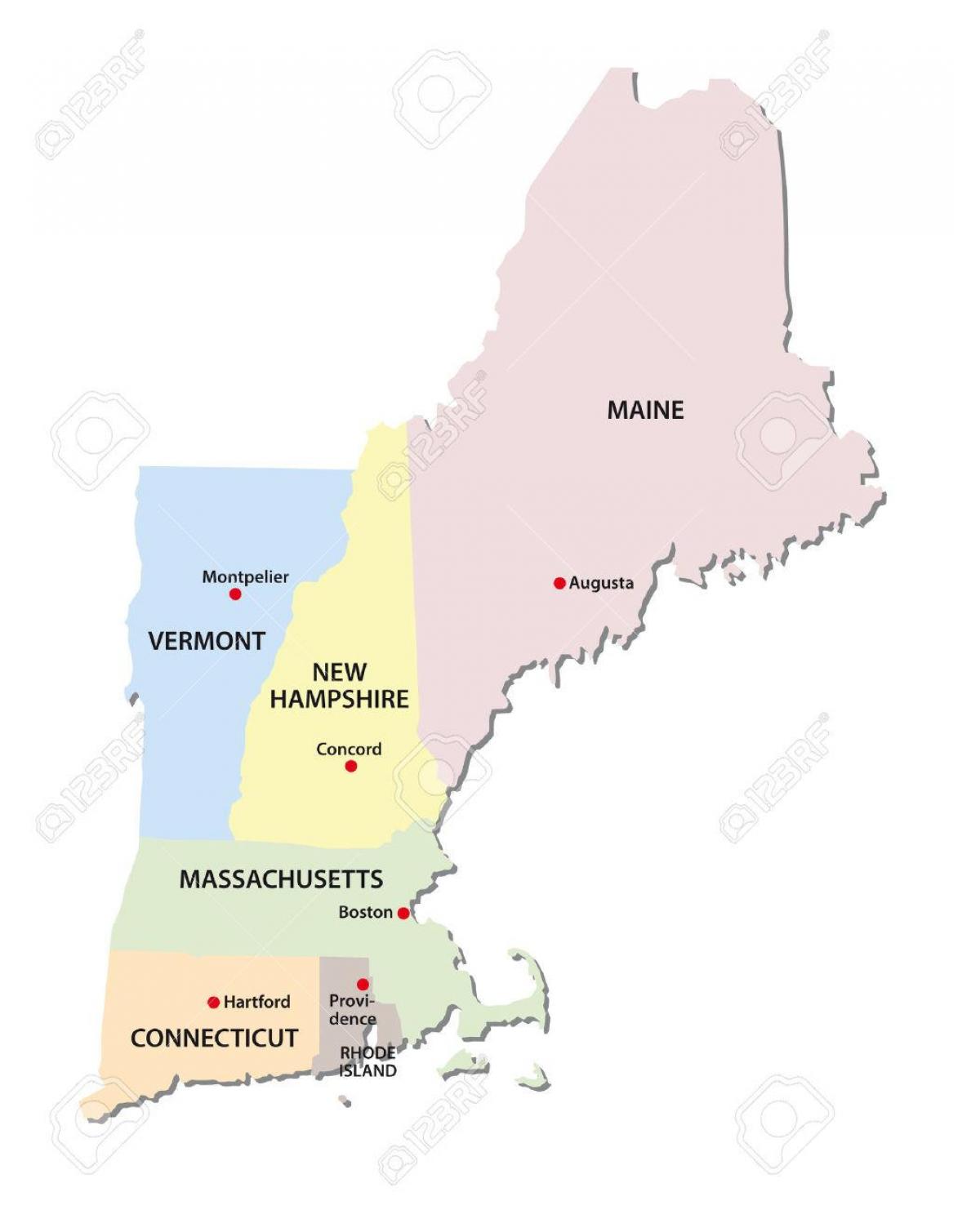 karta Država Nove Engleske