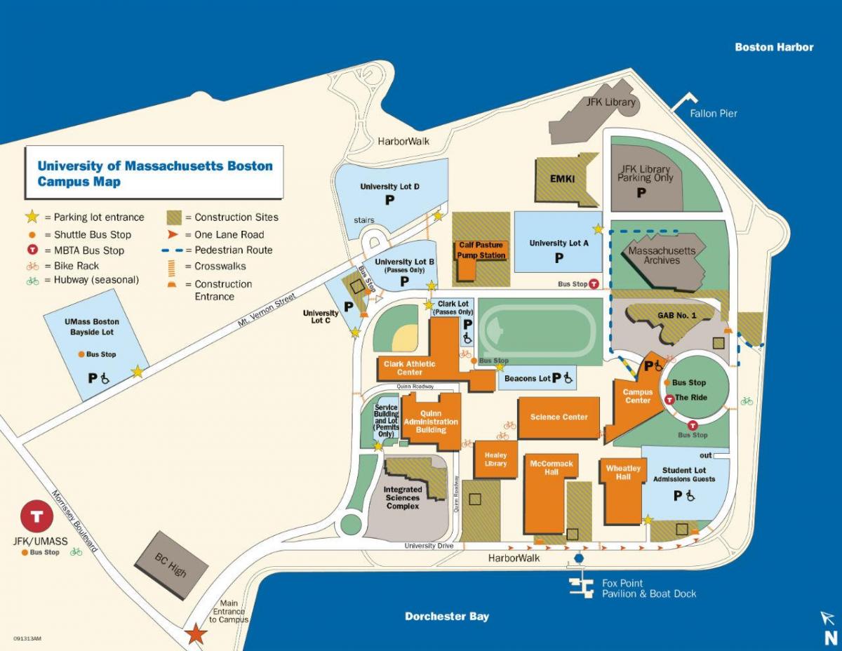sveučilište Massachusetts u Bostonu u kampusu na karti