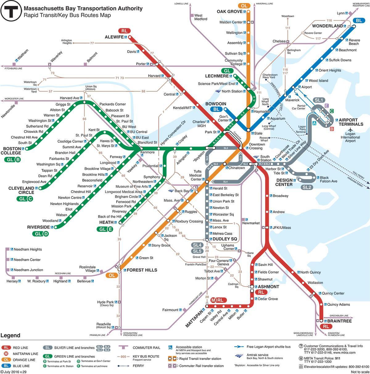 zelena linija na karti Bostona