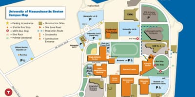 Sveučilište Massachusetts u Bostonu u kampusu na karti